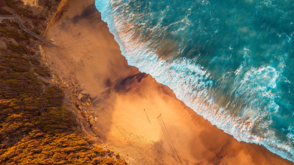Aerial Australian Beach Landscape, Great Ocean Road - obrazy, fototapety, plakaty