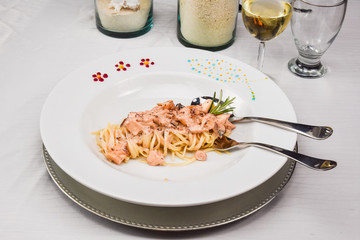 Spaghetti with , octopus