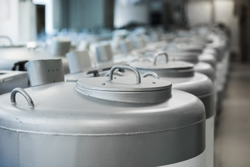 Cryogenic storage tanks for storing biological material in liquid nytrogen -196
