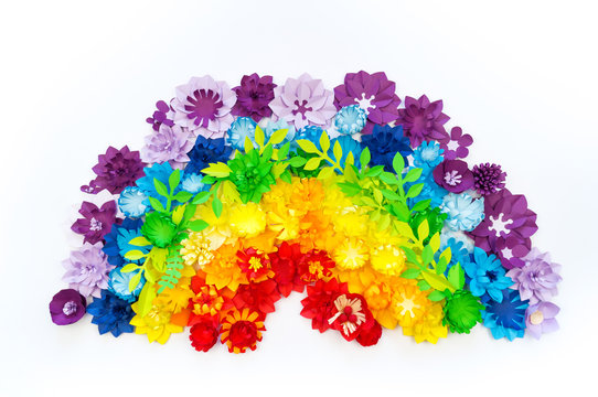 Paper craft flower rainbow color. Tolerance of people.