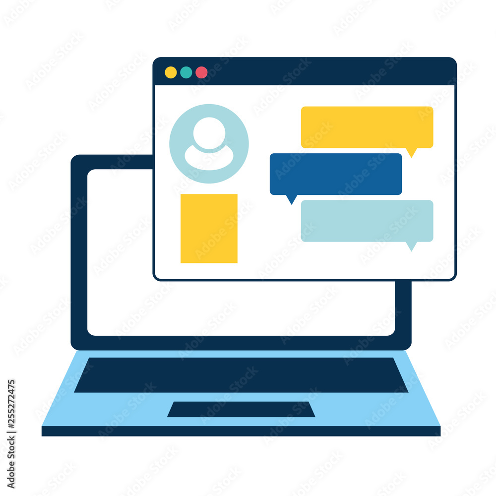 Poster laptop computer with webpage template