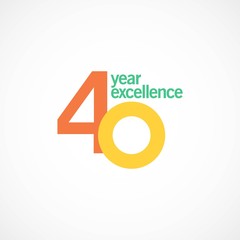 40 Year Anniversary Excellence Vector Template Design Illustration