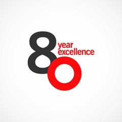 80 Year Anniversary Excellence Vector Template Design Illustration
