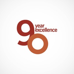 90 Year Anniversary Excellence Vector Template Design Illustration
