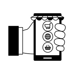 smarphone device with ecommerce icons