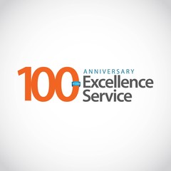 100 Year Anniversary Excellence Service Vector Template Design Illustration