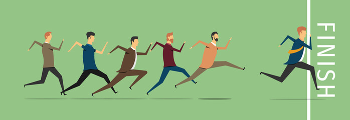 Businessman running. Competition in business. 