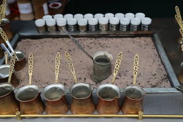 turkish coffee cooked in sand.ankara 