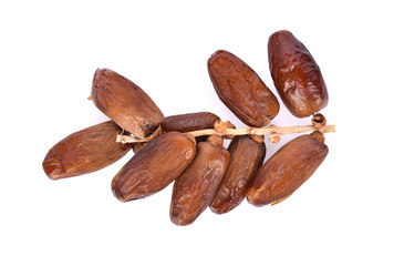 Top View of  Fruits of date palm on white background