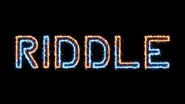 Riddle - fire and ice outline glowing text on transparent background