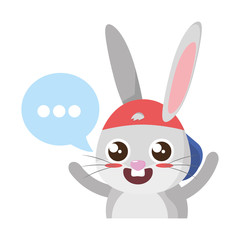 beautiful rabbit with speech bubble easter