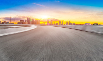 Naklejka premium Urban Road, Highway and Construction Skyline..