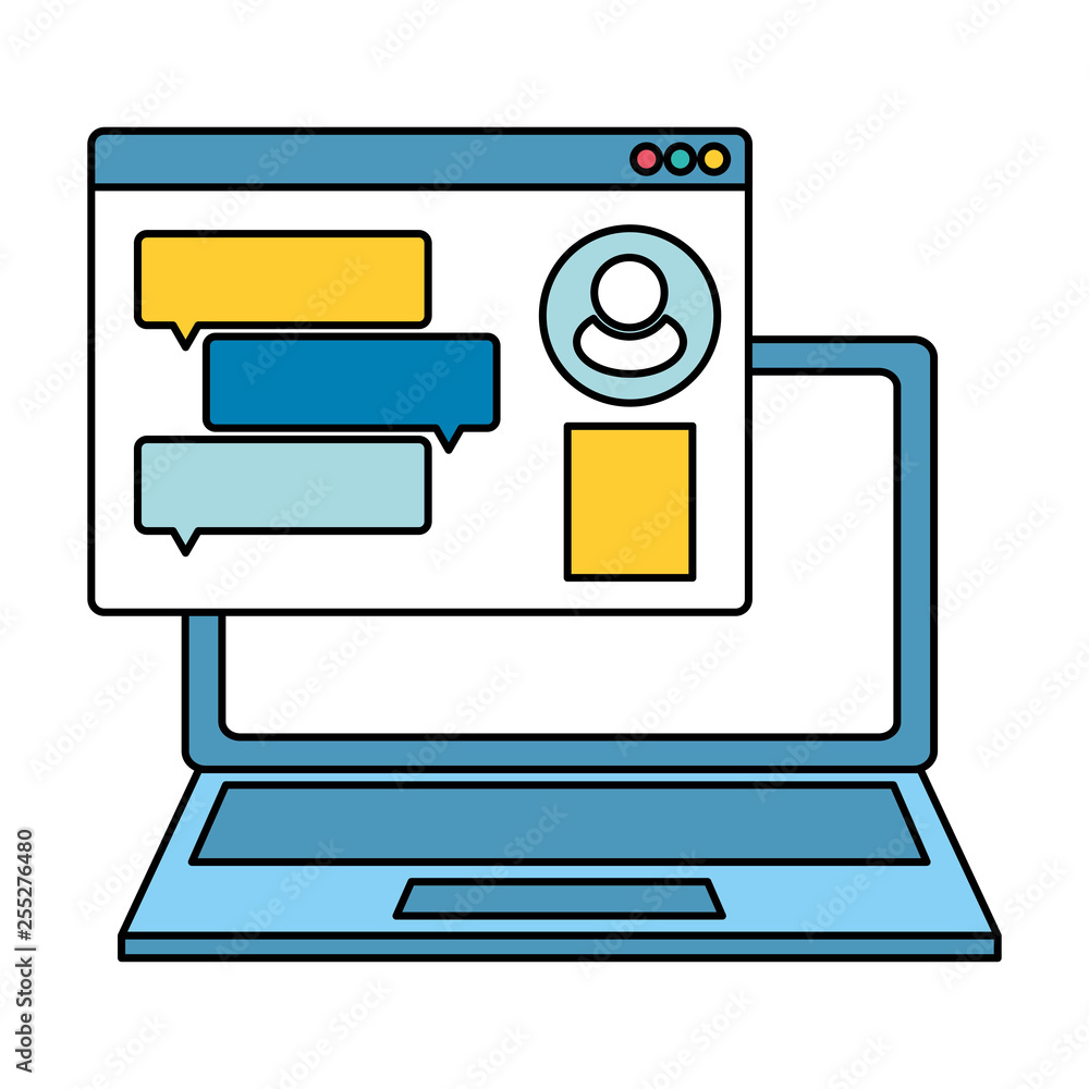 Poster laptop computer with webpage template