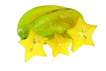 Fototapeta premium close up on carambole fruit isolated on white background