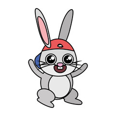 beautiful rabbit with cap easter character