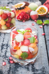 Salade de Fruits Melon, Pastèque, Grenade pour l'été