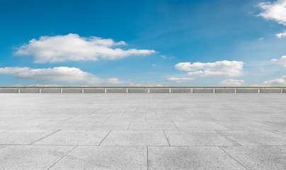 Empty square tiles and beautiful sky scenery