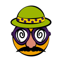 Isolated funny disguise mask. April fool day. Vector illustration design