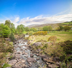 Fototapeta na wymiar Beautiful landscape with stony mountain stream in Kenmare
