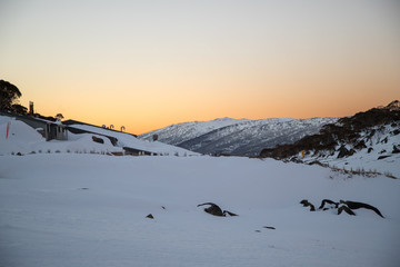 Sunset over the snow