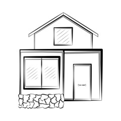 Isolated sketch of a modern house. Vector illustration design