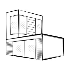 Isolated sketch of a modern house. Vector illustration design