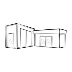 Isolated sketch of a modern house. Vector illustration design