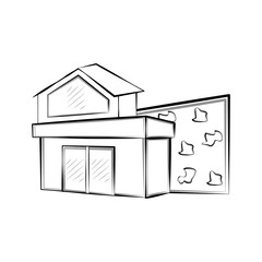 Isolated sketch of a modern house. Vector illustration design