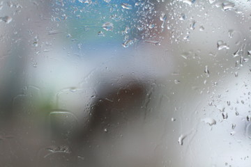 abstract raindrops on glass with empty space for text