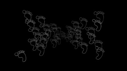 3d rendering of image of footprint with different angle