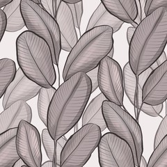 seamless baqckground with gray leaves. Monochrome floral background