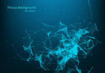 Abstract polygonal space low poly dark background with connecting dots and lines. Connection structure.