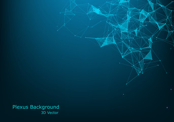 Abstract 3d technology futuristic geometrical and science neon background. Plexus digital wallpaper. Business concept. Medical structure and artificial intelligence