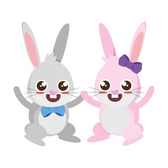 Obraz na płótnie Canvas beautiful rabbits couple easter characters