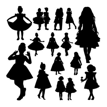 Little girl silhouettes. Good use for symbol, logo, web icon, mascot, sign, or any design you want.