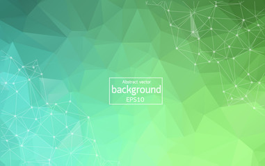 Abstract Multi Green Polygonal Space Background with Connecting Dots and Lines.  Connection structure. Vector science background. Polygonal vector background. Futuristic HUD background.