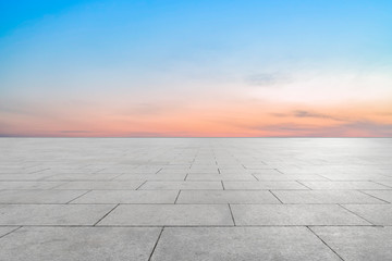 Empty square tiles and beautiful sky scenery