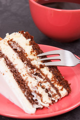 Tasty cake for different occasions and cup of coffee
