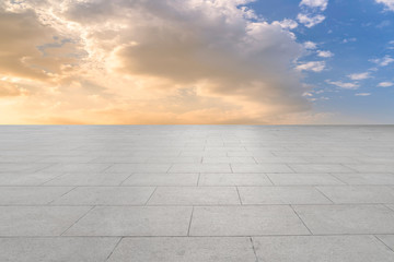 Empty square tiles and beautiful sky scenery