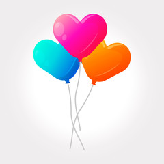 Fototapeta na wymiar Set of colorful heart vector kids balloons.