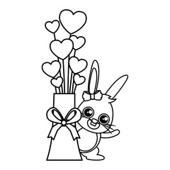 beautiful rabbit with hearts balloons helium easter character