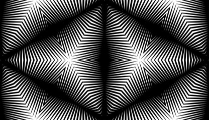 Seamless pattern with geometric woodcut styled line tiles and arabic pattern grid for abstract background