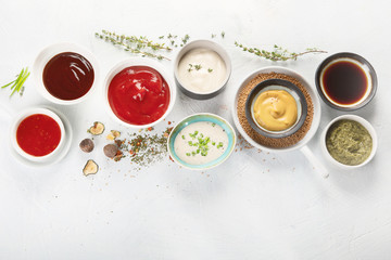 Obraz na płótnie Canvas Bowls of various sauces