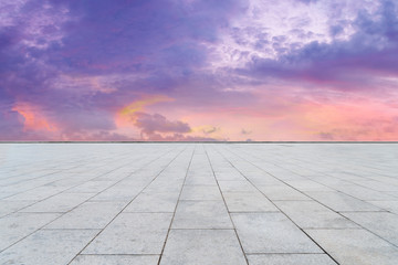 Empty square tiles and beautiful sky scenery