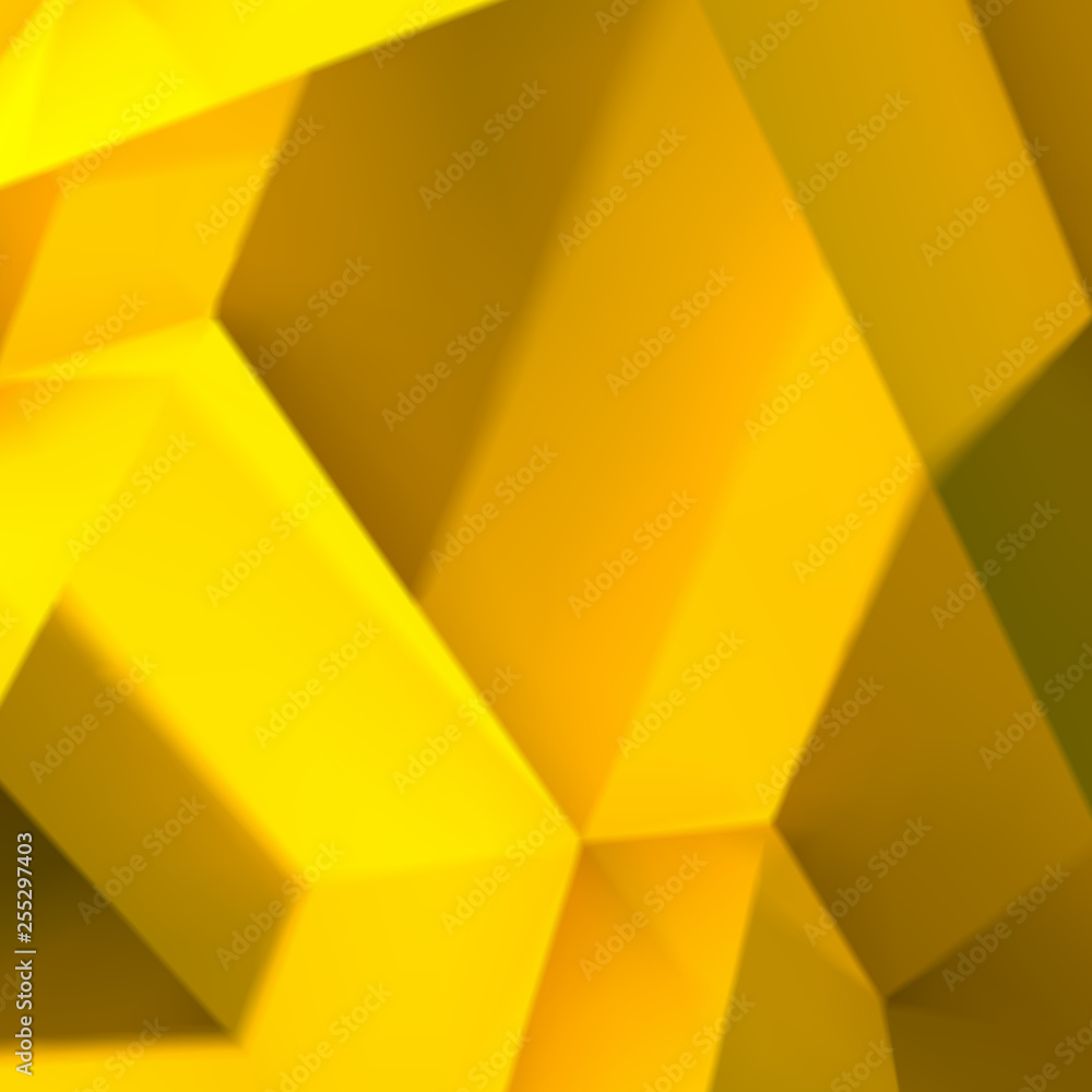 Poster abstract background with overlapping golden cubes