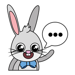 beautiful rabbit with speech bubble easter