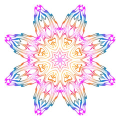 Simple Round Floral Mandala, Ethno Motive. Bright Ornament Consists Of Simple Shapes. Vector Illustration.. For Home Decor, Coloring Book, Card, Invitation, Tattoo. Anti-Stress Therapy Pattern.