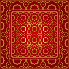 Design Of A Geometric Pattern. Vector. For Wallpaper, Flyer, Book, Brochure. Red gold color