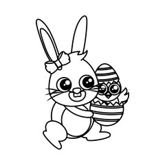 beautiful rabbit with chick born easter character