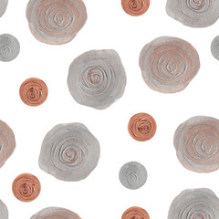  pattern of silver, gold, bronze roses with leaves sprigs on a white background.
